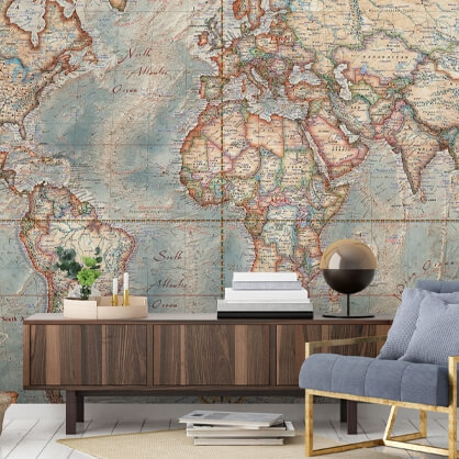 fond d'écran de carte du monde dans le salon