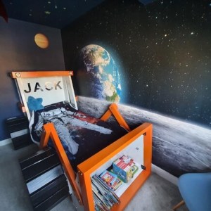 moon and earth mural in boy's bedroom moon and earth mural in boy's bedroom