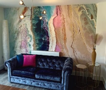 geode mural in living room geode mural in living room