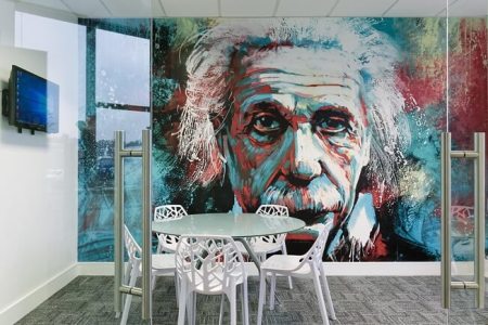 Einstein mural in meeting room Einstein mural in meeting room