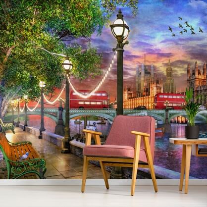 london mural in living room