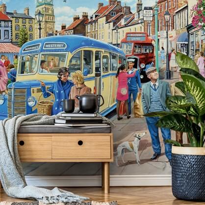 busy street bygone wallpaper