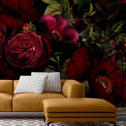 dark floral mural by Uta Naumaan