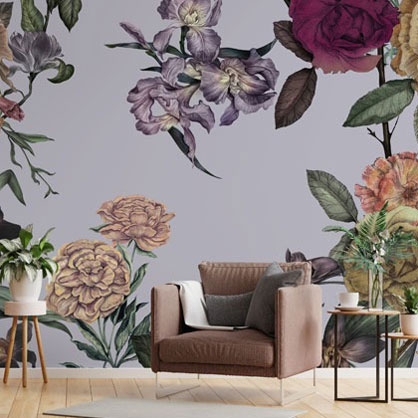 floral pattern wall mural by Karina Eibatova