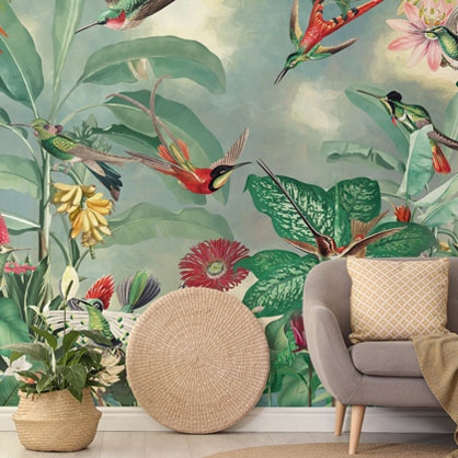 mural de pared de marina stupakova en una sala de estar 