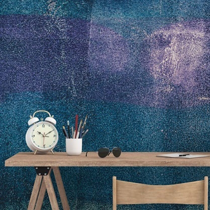 tim mossholder mural de parede abstrato azul e roxo