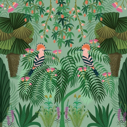 tropical gardens wall mural from designer Kate Merritt