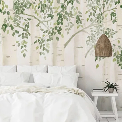 rustic wallpaper in a dining room