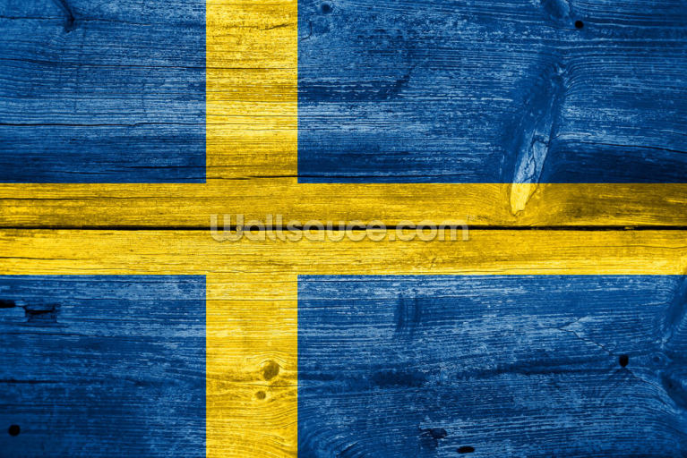 Vintage Swedish Flag on Wood Vintage Swedish Flag on Wood