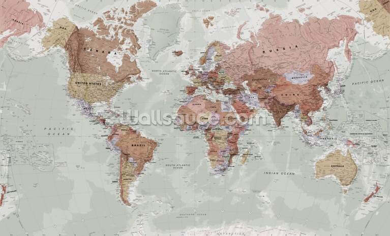 World Map Wallpaper & Wall Murals | Wallsauce UK