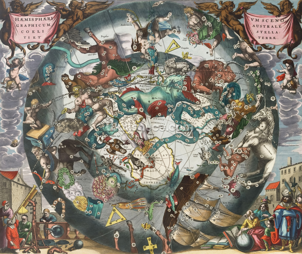 peinture murale d'astronomie personnalisée intitulée Scénographie de l'hémisphère sud