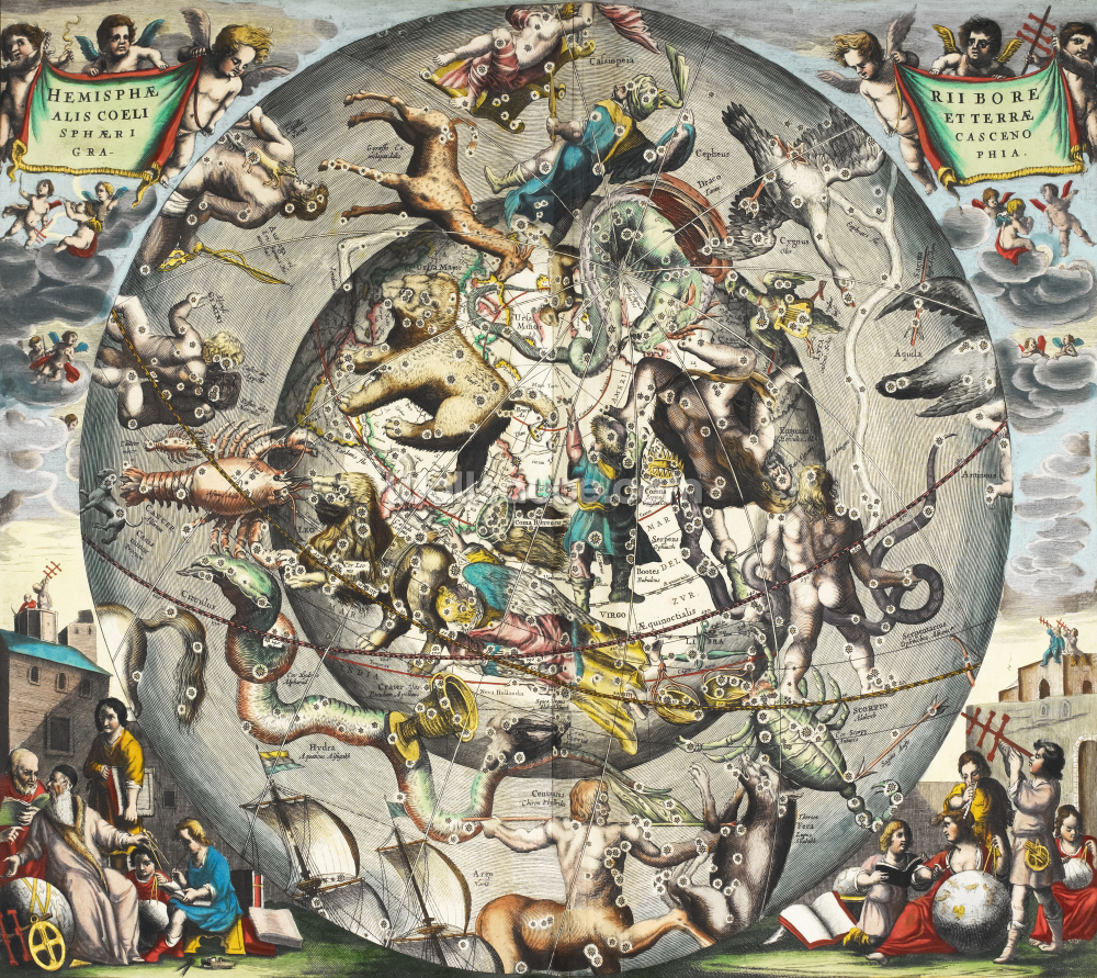 peinture murale d'astronomie personnalisée intitulée Scénographie de l'hémisphère nord