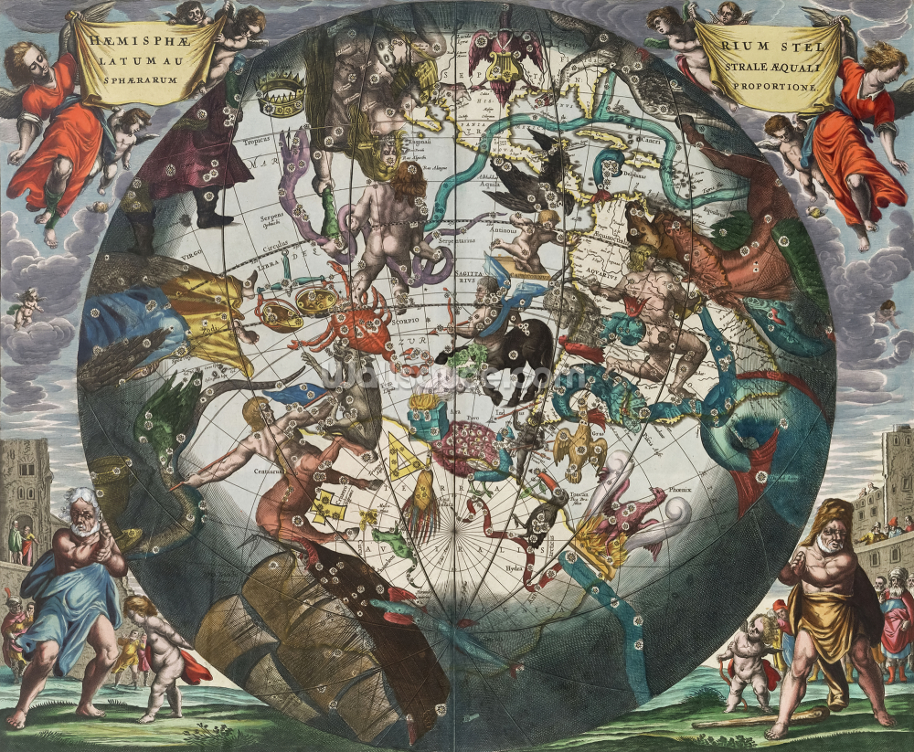 custom astronomy mural called Southern Stellar Hemisphere with Celestial and Terrestrial Spheres