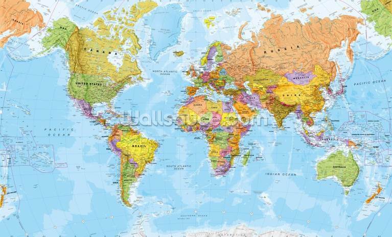 World Map Wallpaper & Wall Murals | Wallsauce US