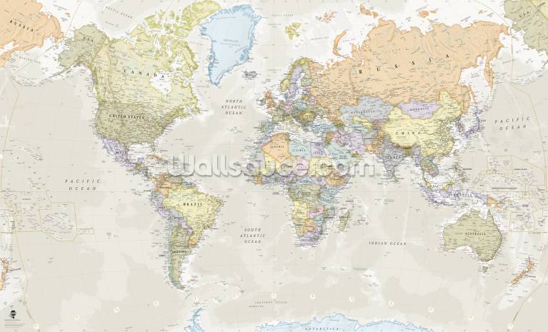 World Map Wallpaper & Wall Murals | Wallsauce UK