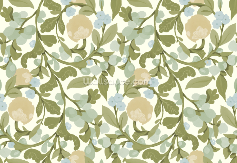 Budding Grove Vintage Linen Floral Wallpaper Wallsauce UK