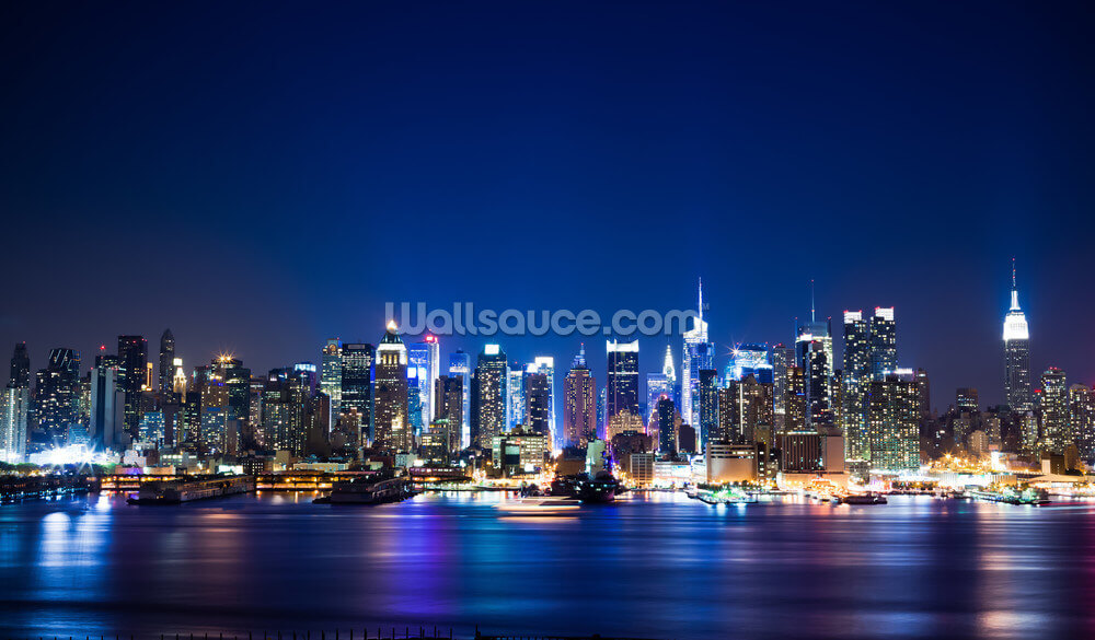 manhattan night skyline wallpaper mural wallsauce us