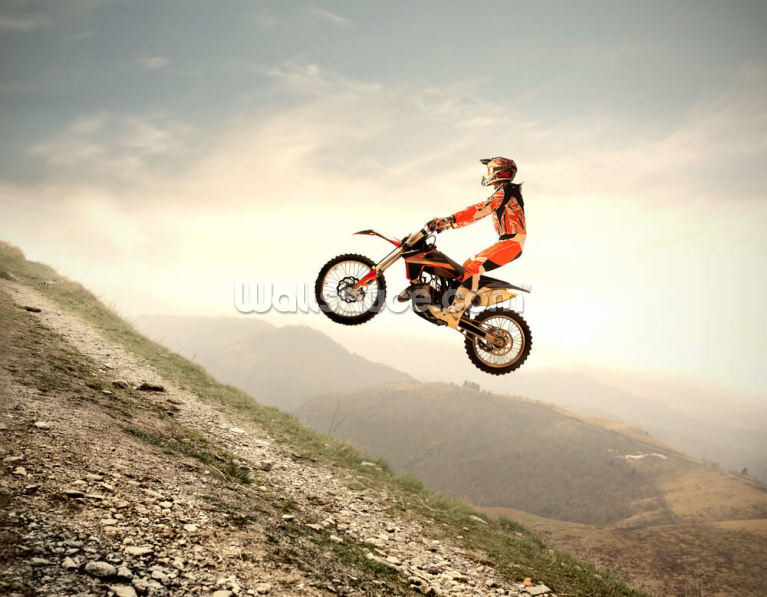 Dirt Bike Rider is Flying High Wallpaper Mural Photo 47543571 premium paper