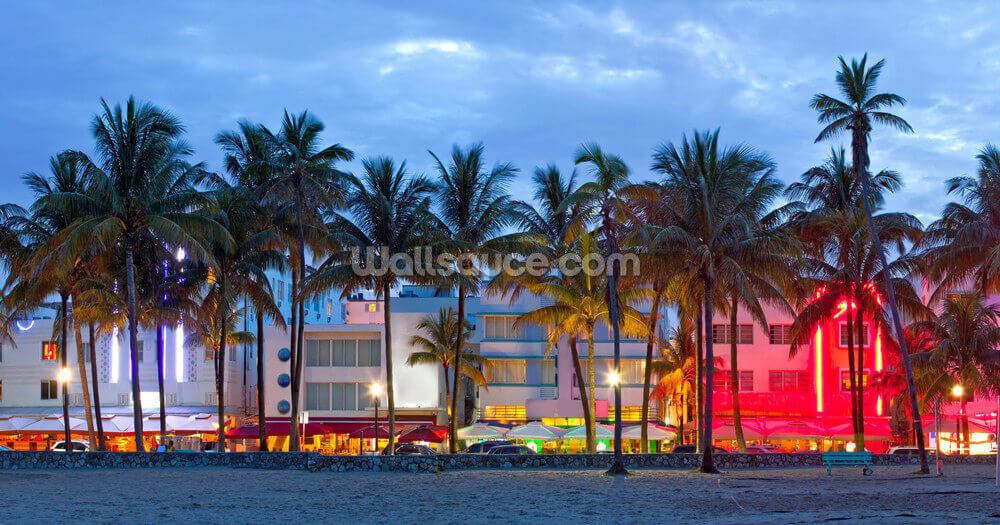 miami beach palms sunset wallpaper wallsauce us