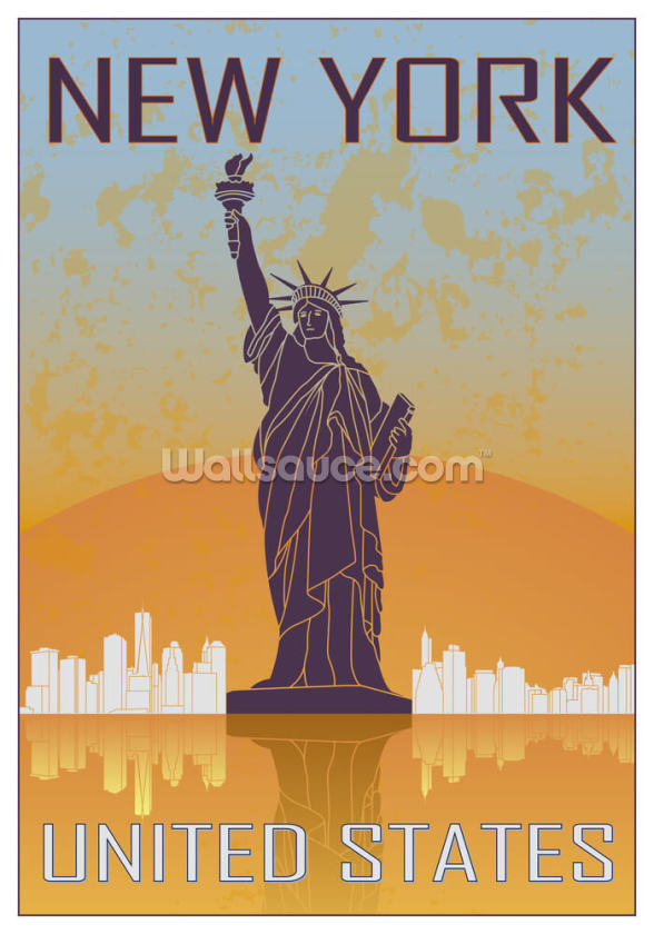 Vintage New York Wallpaper Mural Wallsauce US