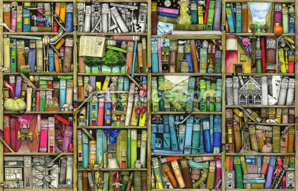 Bookshelf Wall Mural Wallsauce Us