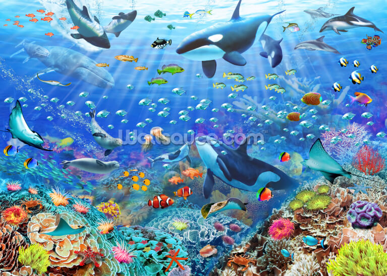 TROPICAL SEA LIFE OCEAN FISHES Photo Wallpaper Wall Mural for KIDS 335X236cm