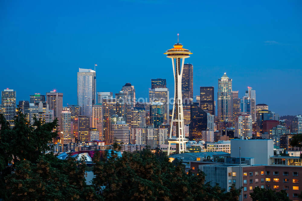 Seattle Skyline Wallpaper Mural Wallsauce Ca
