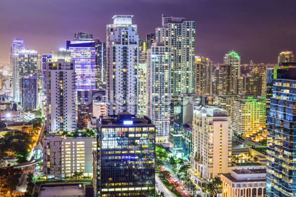 miami cityscape at night