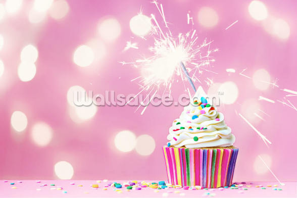 https www wallsauce com us wall murals photo wallpaper food and drink pink cupcake with sparkler