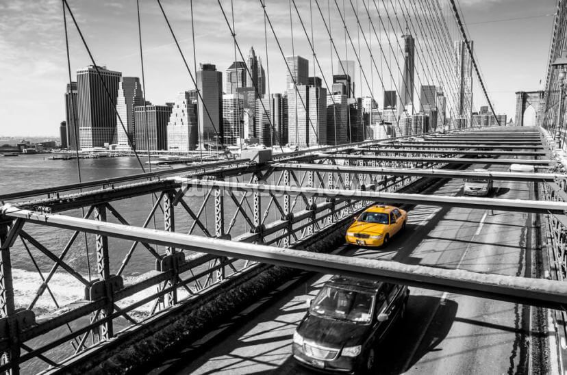 Taxi on Brooklyn Bridge