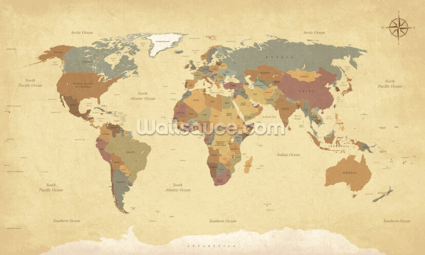 Textured Vintage World Map