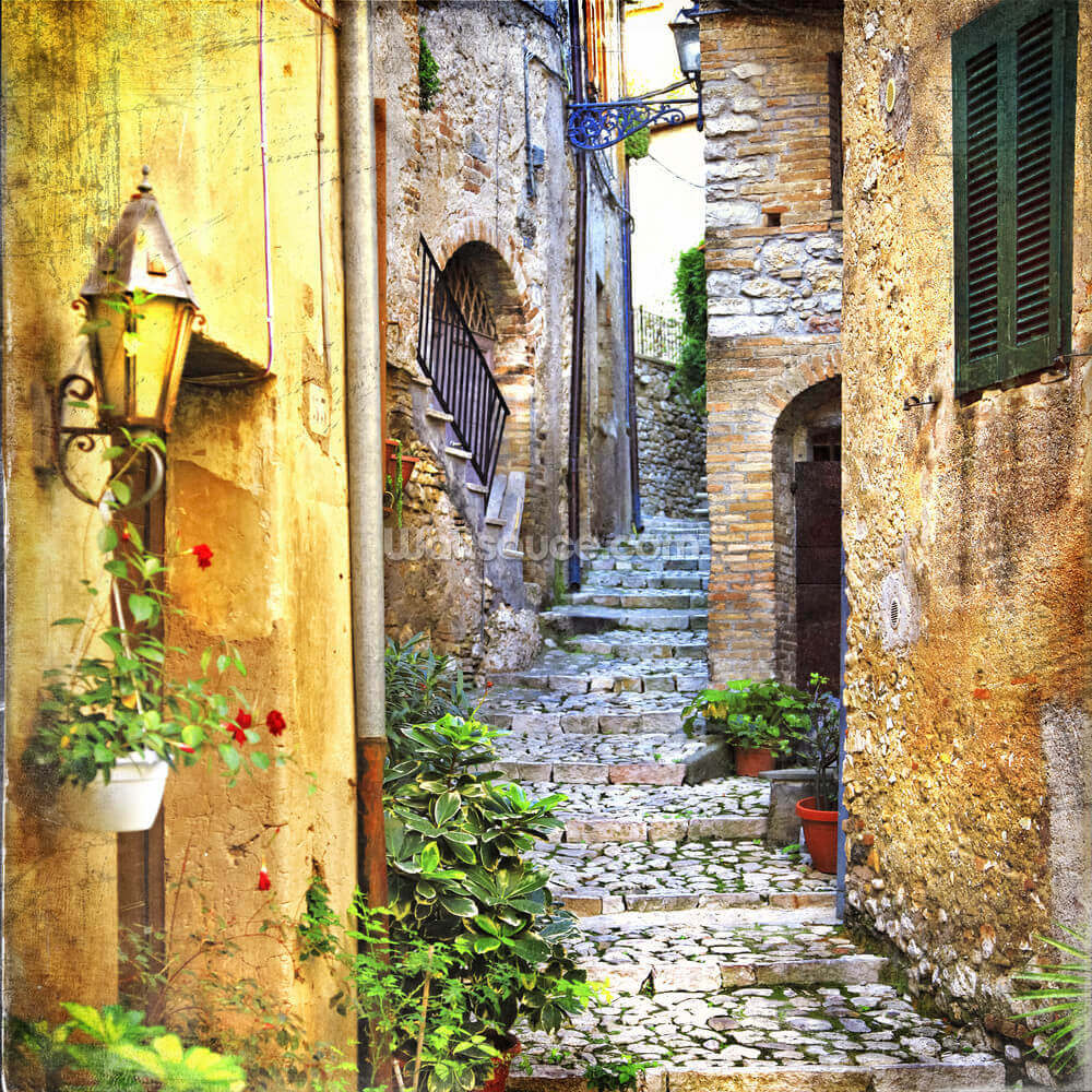 mediterranean old town street wallpaper mural wallsauce us