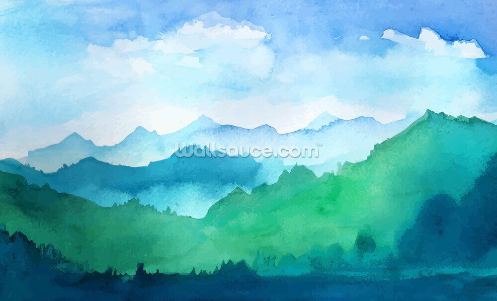 Watercolor Mountains Wallpaper Wallsauce US