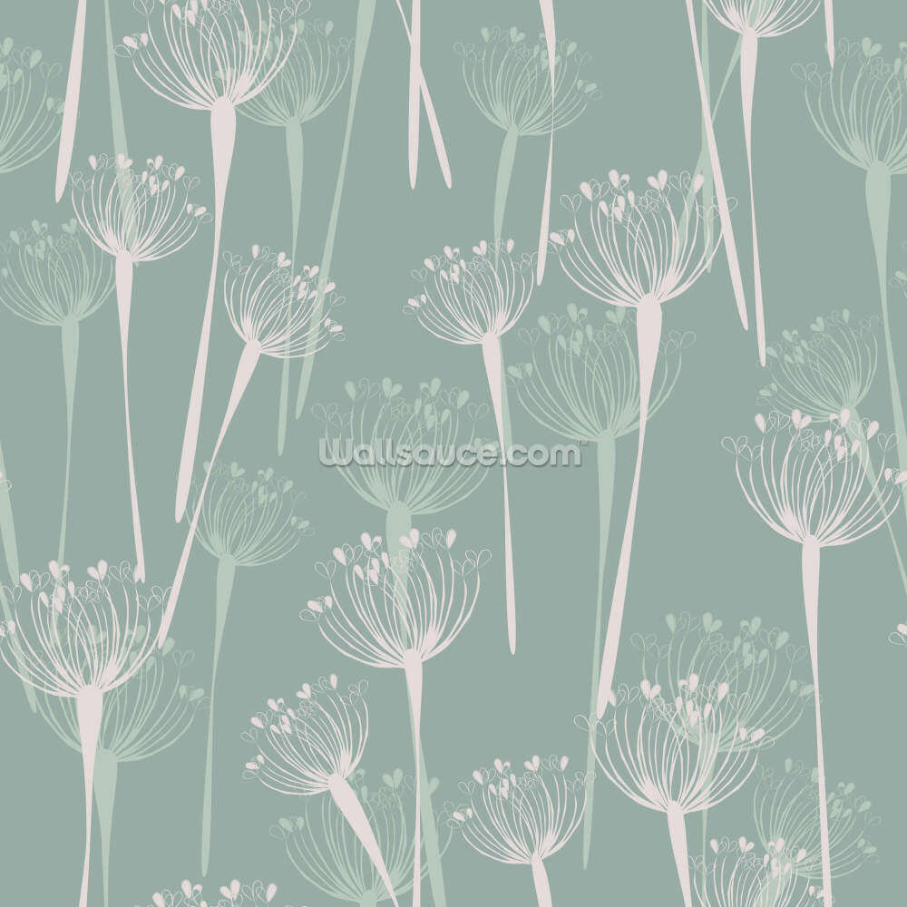 Cow Parsley Mint Wall Mural Wallsauce UK