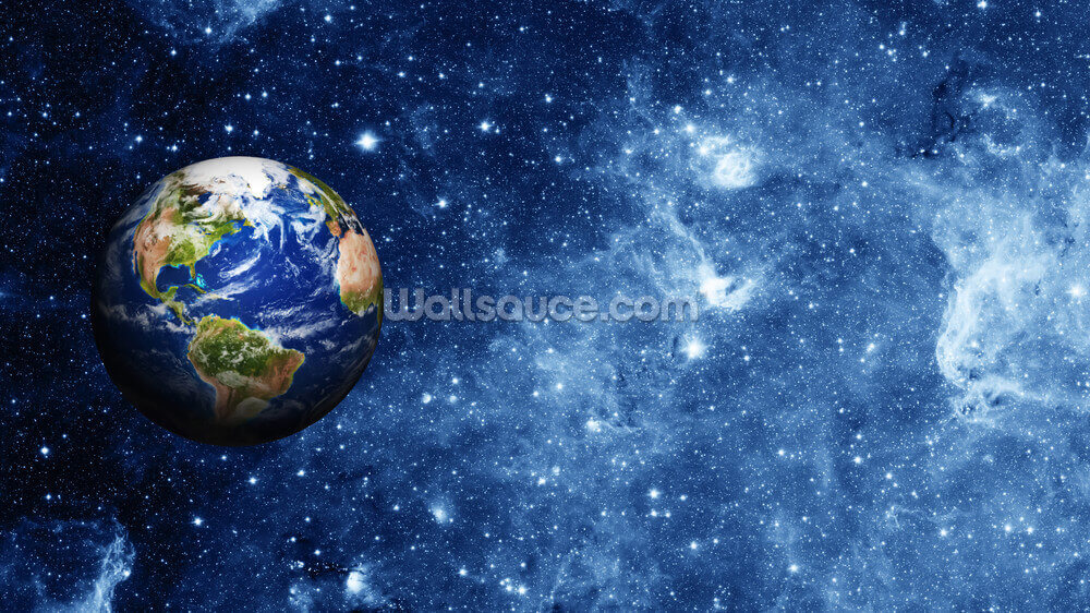 Planeet aarde in ruimtemuurschildering Planeet aarde in ruimtemuurschildering