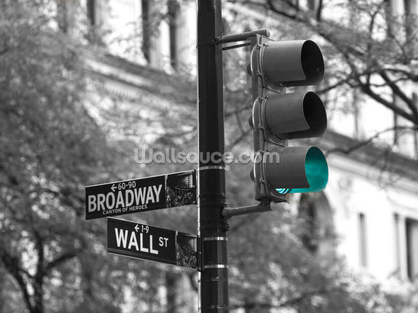 Wall Street and Broadway Road Sign