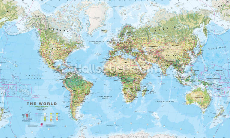 World Map Wallpaper & Wall Murals | Wallsauce US