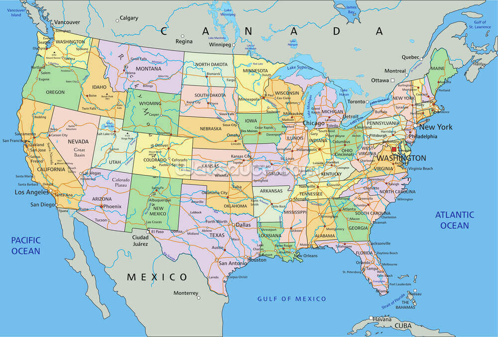 U.S. Political Map Wallpaper Mural | Wallsauce US