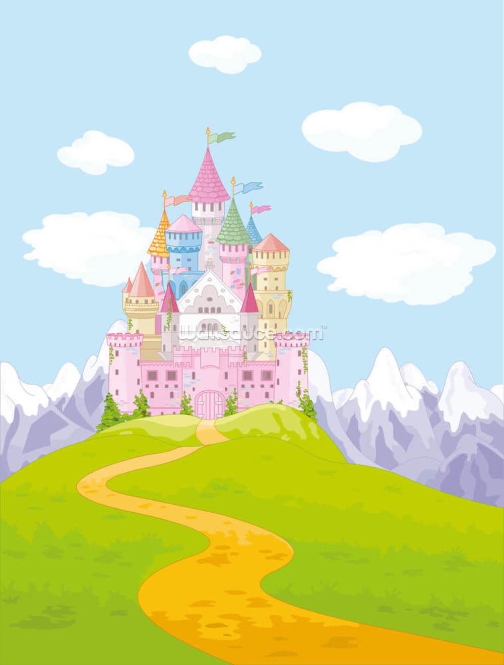 fairytale castle landscape wallpaper wallsauce us