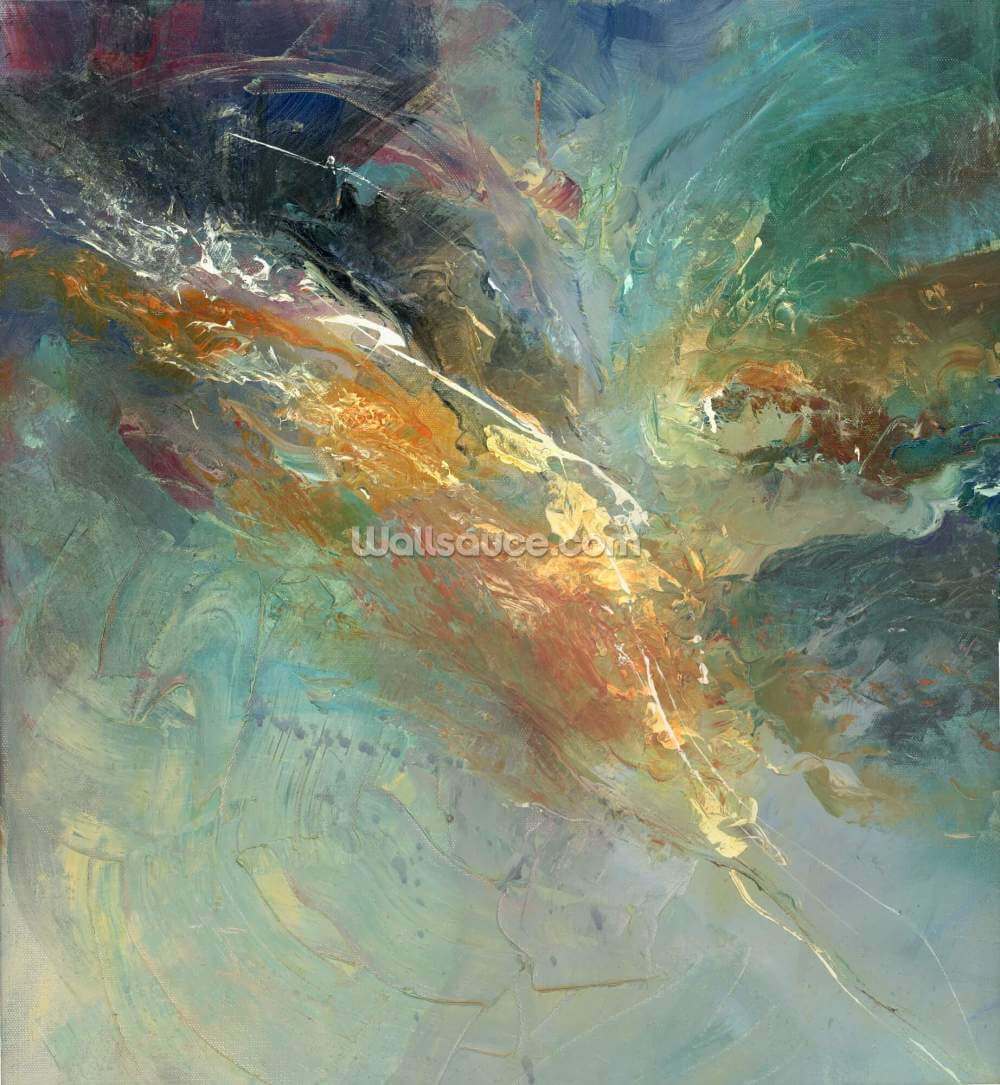 mural de papel pintado abstracto personalizable verde y dorado llamado Intangable de Anne Farrall Doyle mural de papel pintado abstracto personalizable verde y dorado llamado Intangable de Anne Farrall Doyle