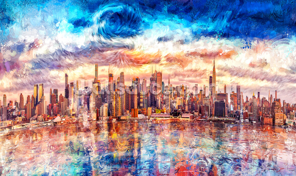 Download Starry Cityscape Mural By Tenyo Marchev Wallsauce Us