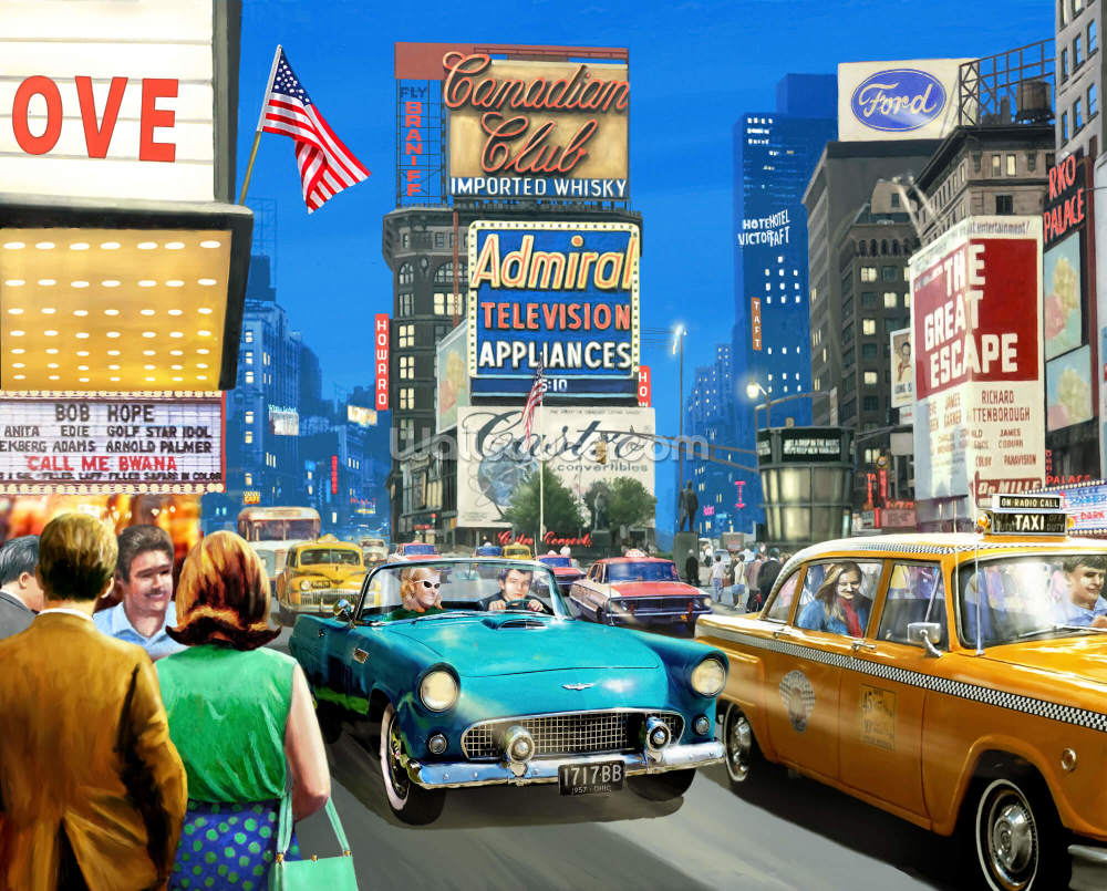 Vintage Times Square Mural by Kevin Walsh | Wallsauce US
