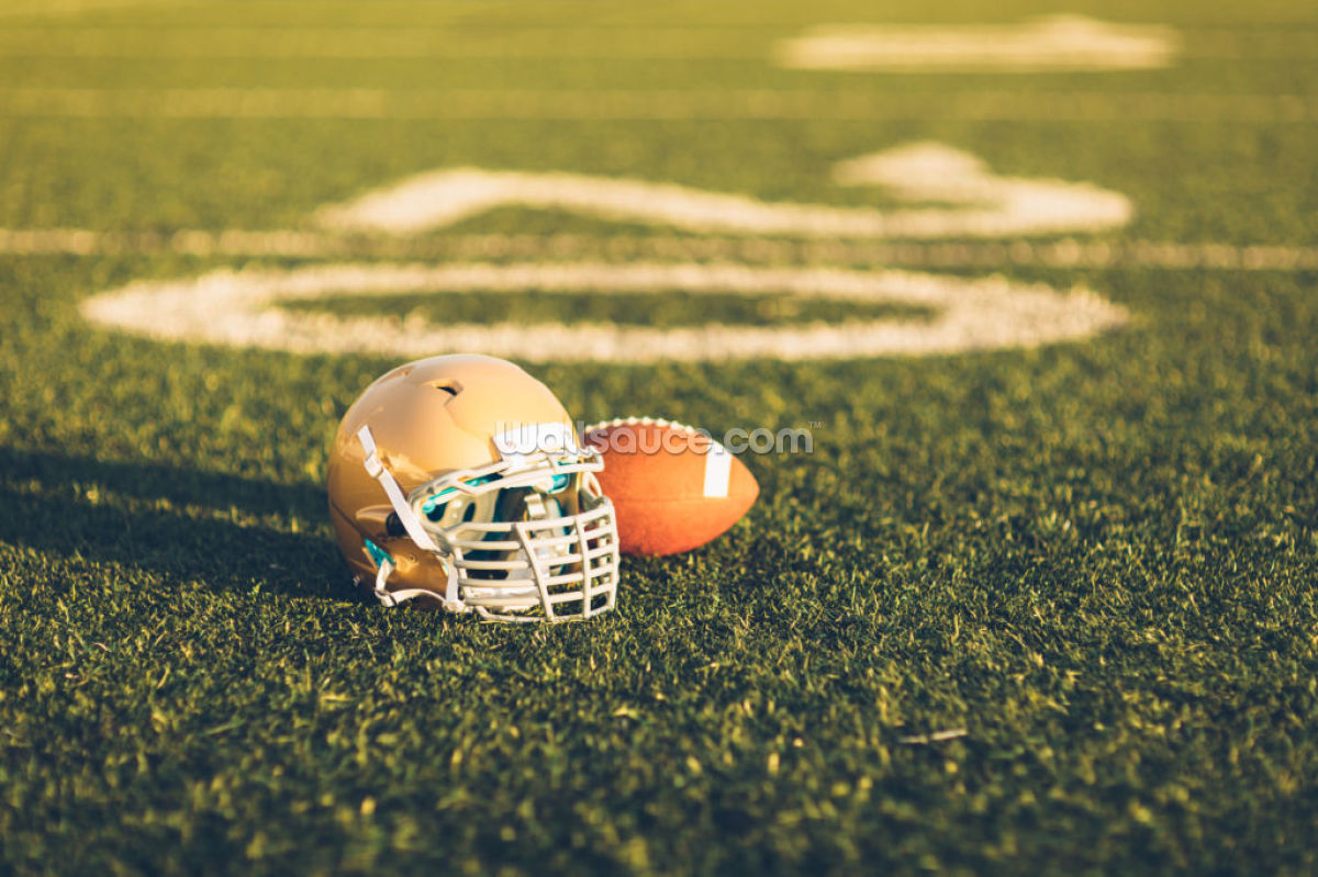 Gold Football Helmet on Field Wallpaper 