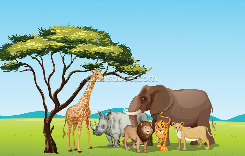 African Safari Cartoon Wallpaper Wallsauce Au