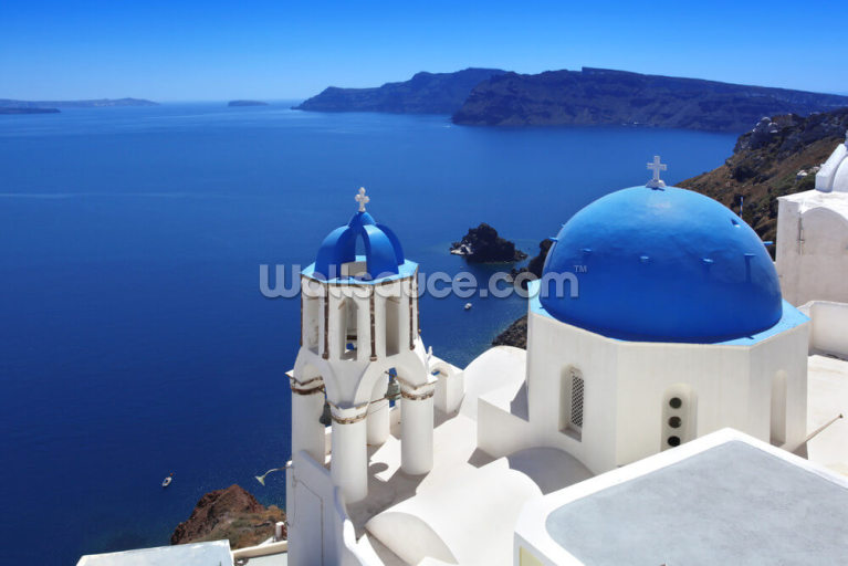 Santorini with Traditional Church in Oia, Greece Santorini with Traditional Church in Oia, Greece