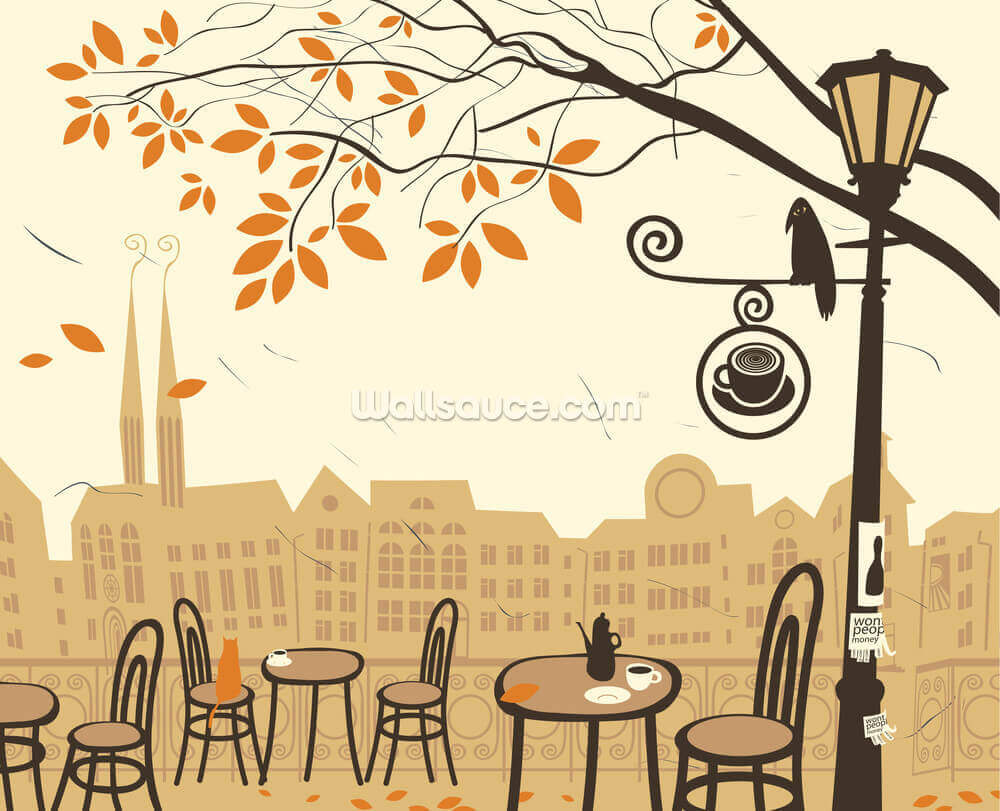 Street Cafe Wall Mural Wallsauce Us