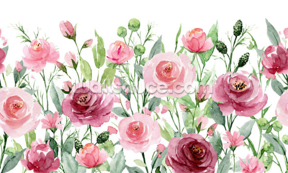 Rosy Roses Wall Mural | Wallsauce US