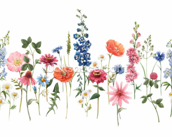 Pretty Meadow Flowers Wallpaper | Wallsauce UK