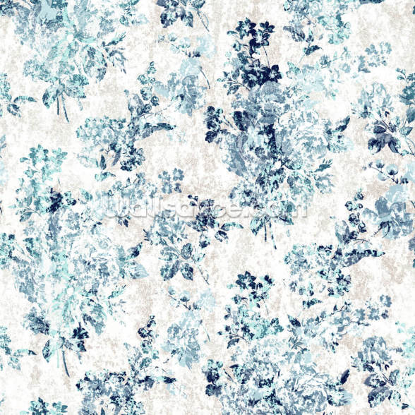 Blue Vintage Floral Wallpaper Wallsauce UK