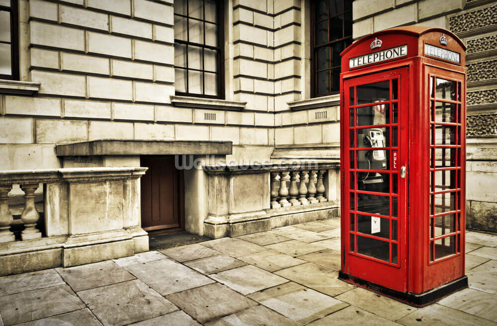 Telephone Box London Wallpaper Mural | Wallsauce UK